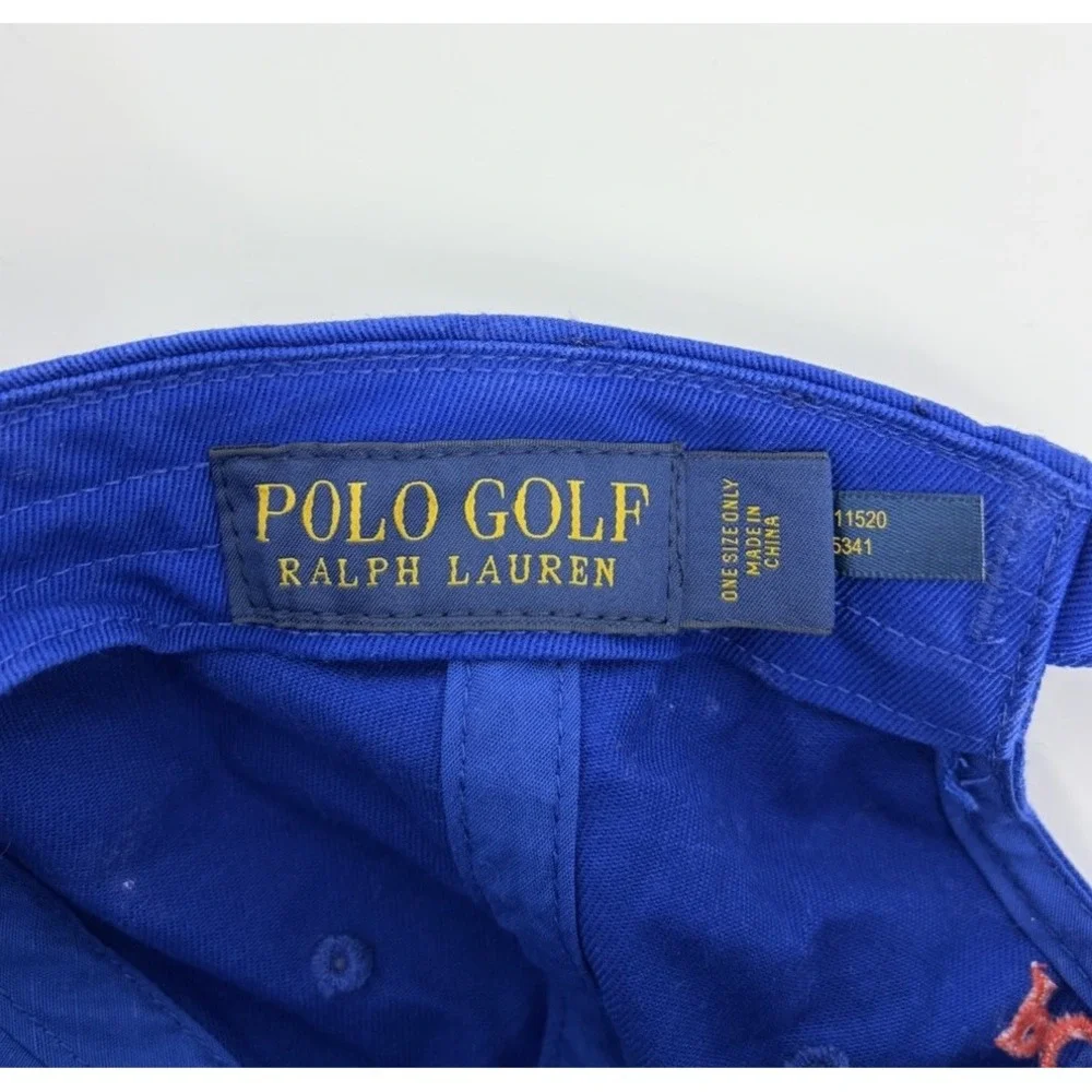 Polo Golf Ralph Lauren Hat Cap Blue with Red Pony Logo Strap Back Casual Faded